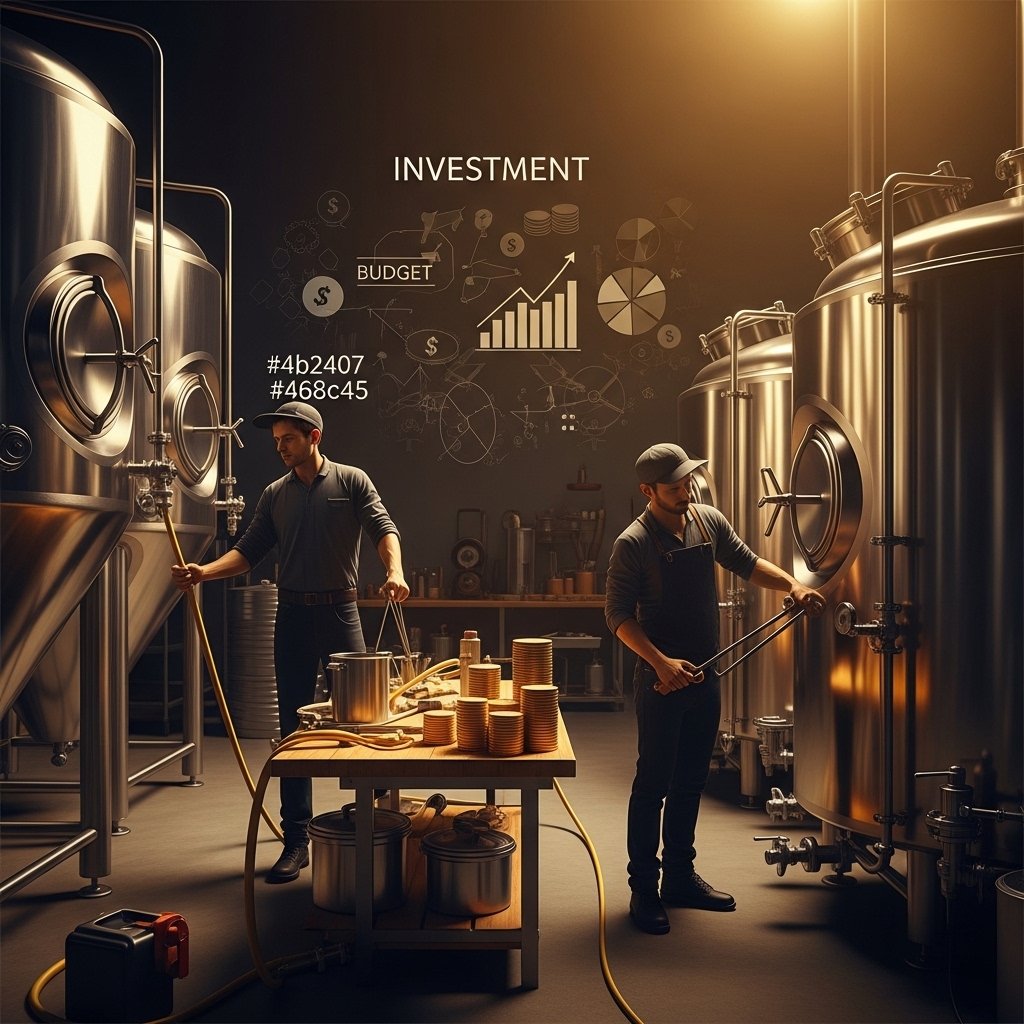 Commercial beer brewery tanks